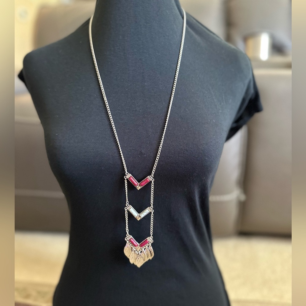 Red Stone Western Style Statement Necklace